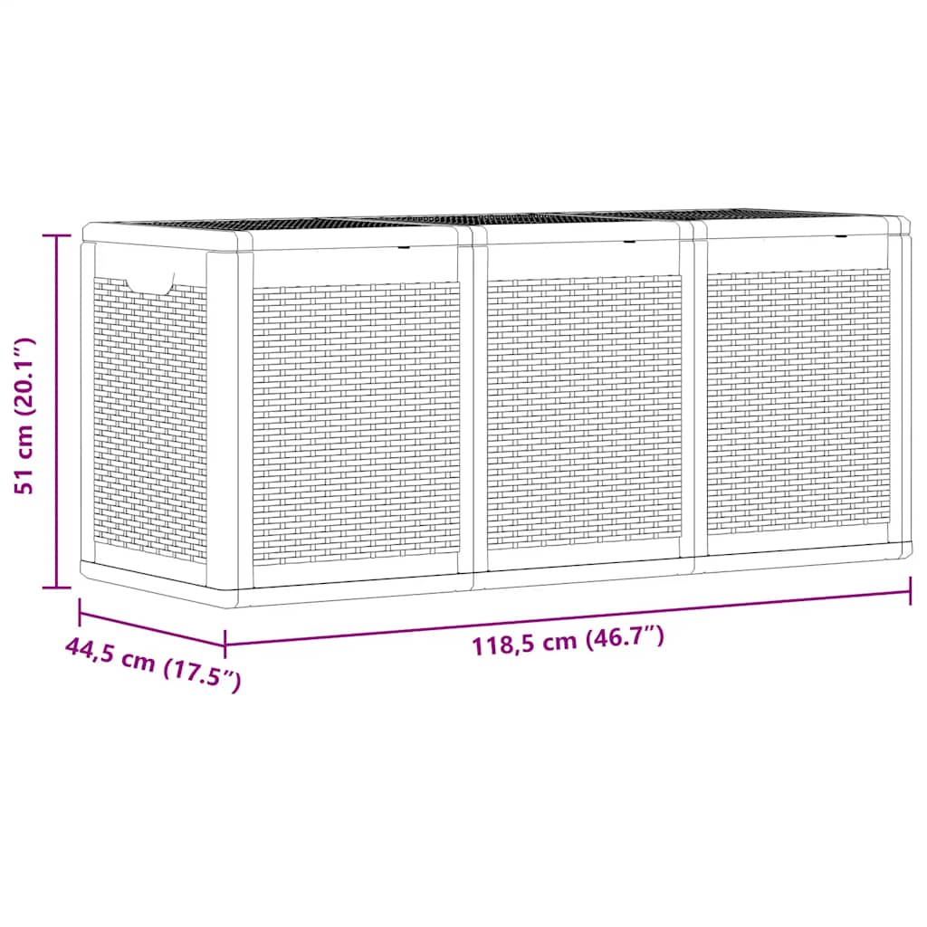 Garden Storage Box Grey PP Rattan 270 L